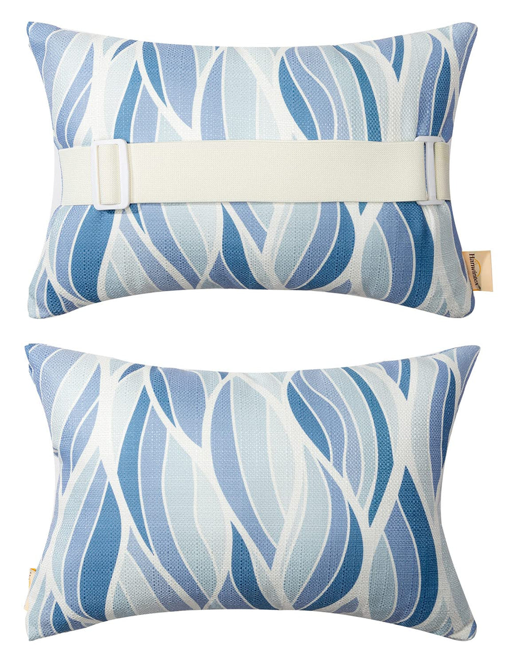 vmgreen front view of both pillows showing decorative outdoor-ready design and comfort