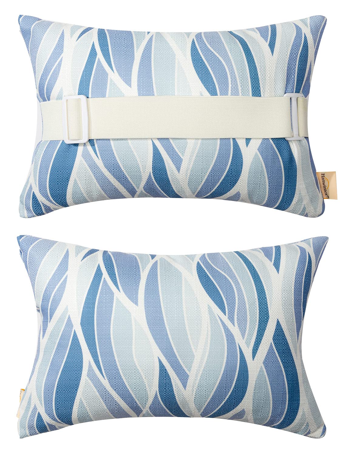 vmgreen front view of both pillows showing decorative outdoor-ready design and comfort