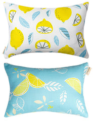 vmgreen front view of two-pack pillows showing bright yellow and shape for quick comfort