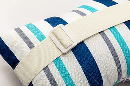 vmgreen pillow beside ruler and chair showing compact 11x16 inch size