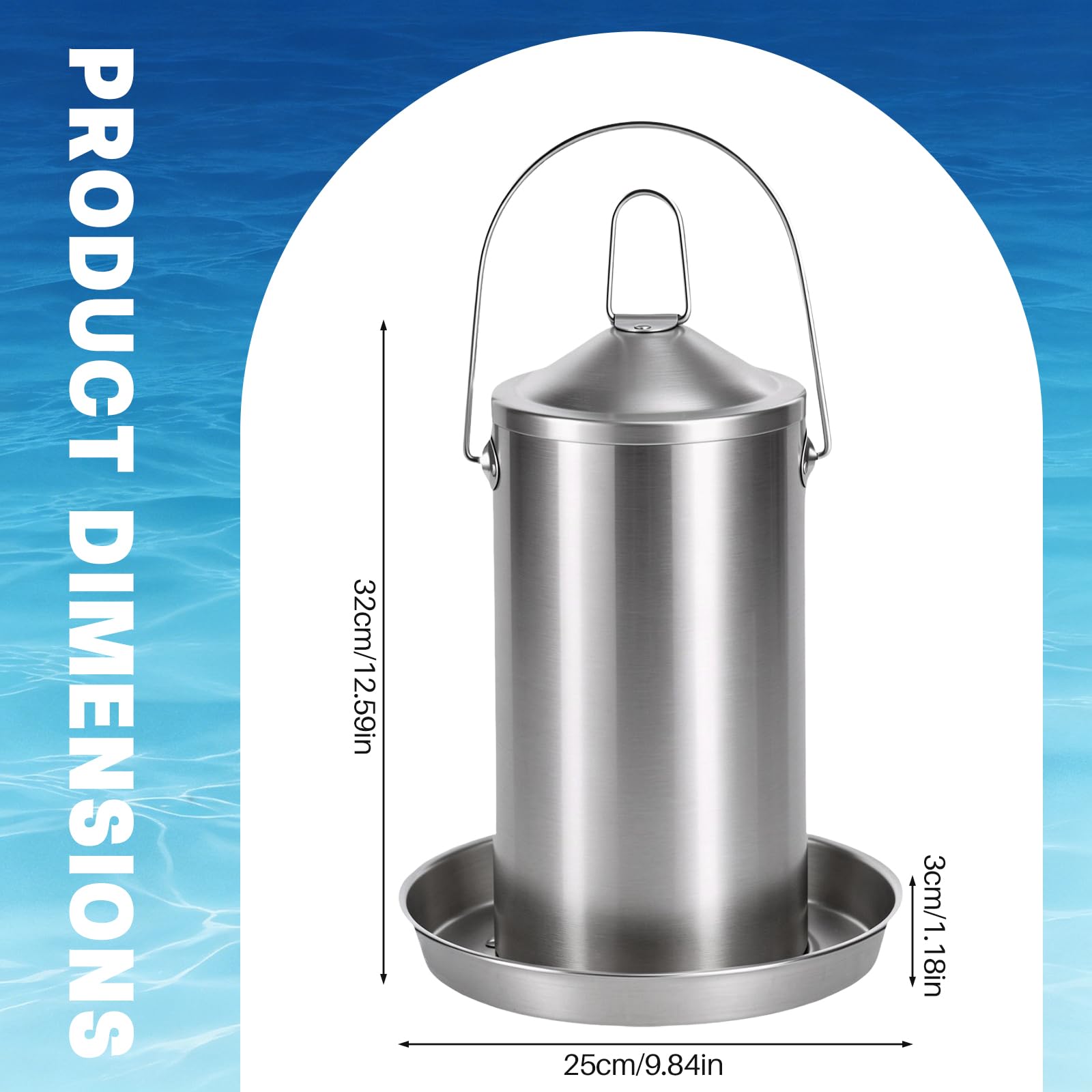VNHHPCN deep tray close-up reducing spills and conserving water in the feeding area
