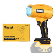 Vniissok compact front view showing handheld blower for quick outdoor cleanup