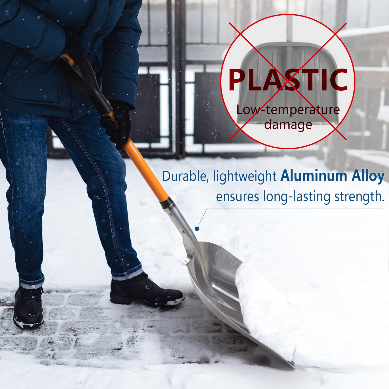 VNIMTI close-up of aluminum blade texture highlighting durable cold-weather strength