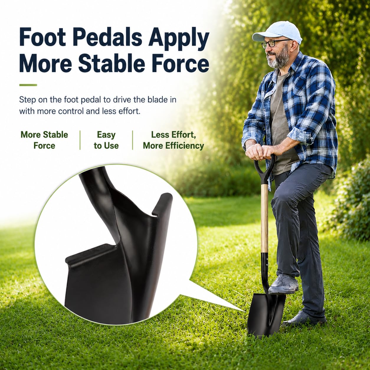 VNIMTI D-handle gripped by hand for better control and leverage