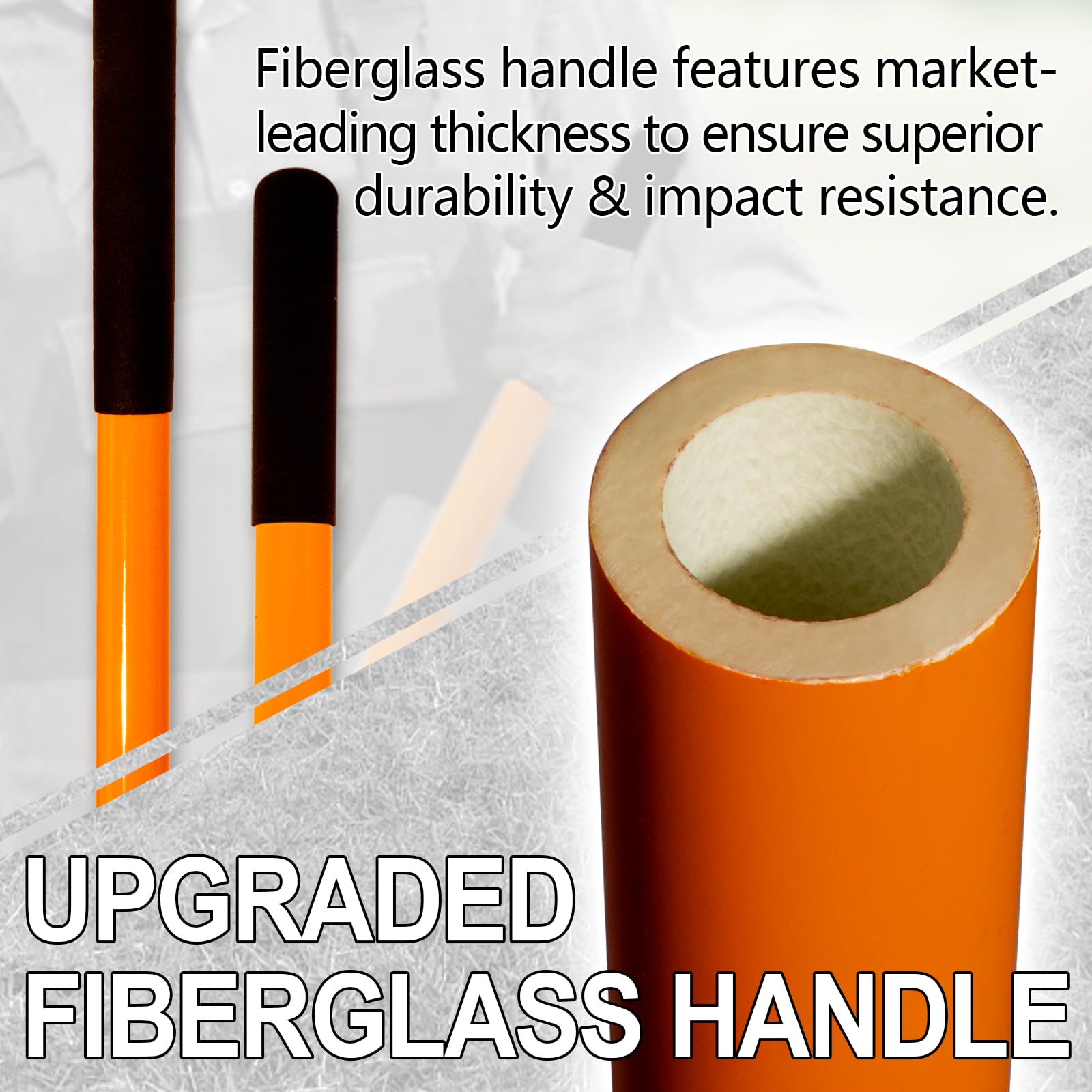 VNIMTI thick fiberglass handle close detail for break-resistance benefit