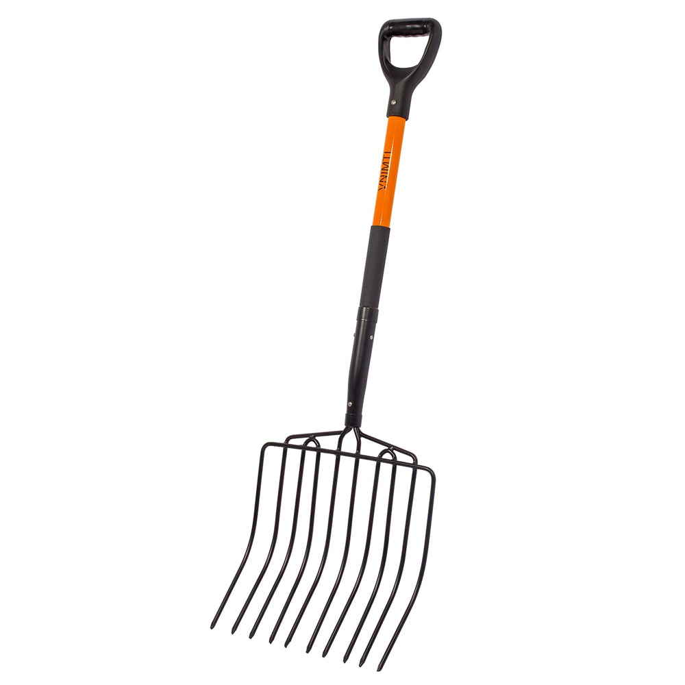 VNIMTI front view of wide 10-tine fork showing capacity and durability
