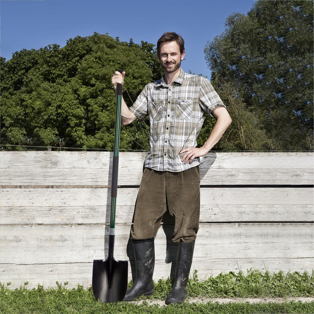 VNIMTI shovel next to ruler conveying 56 inch length for better reach