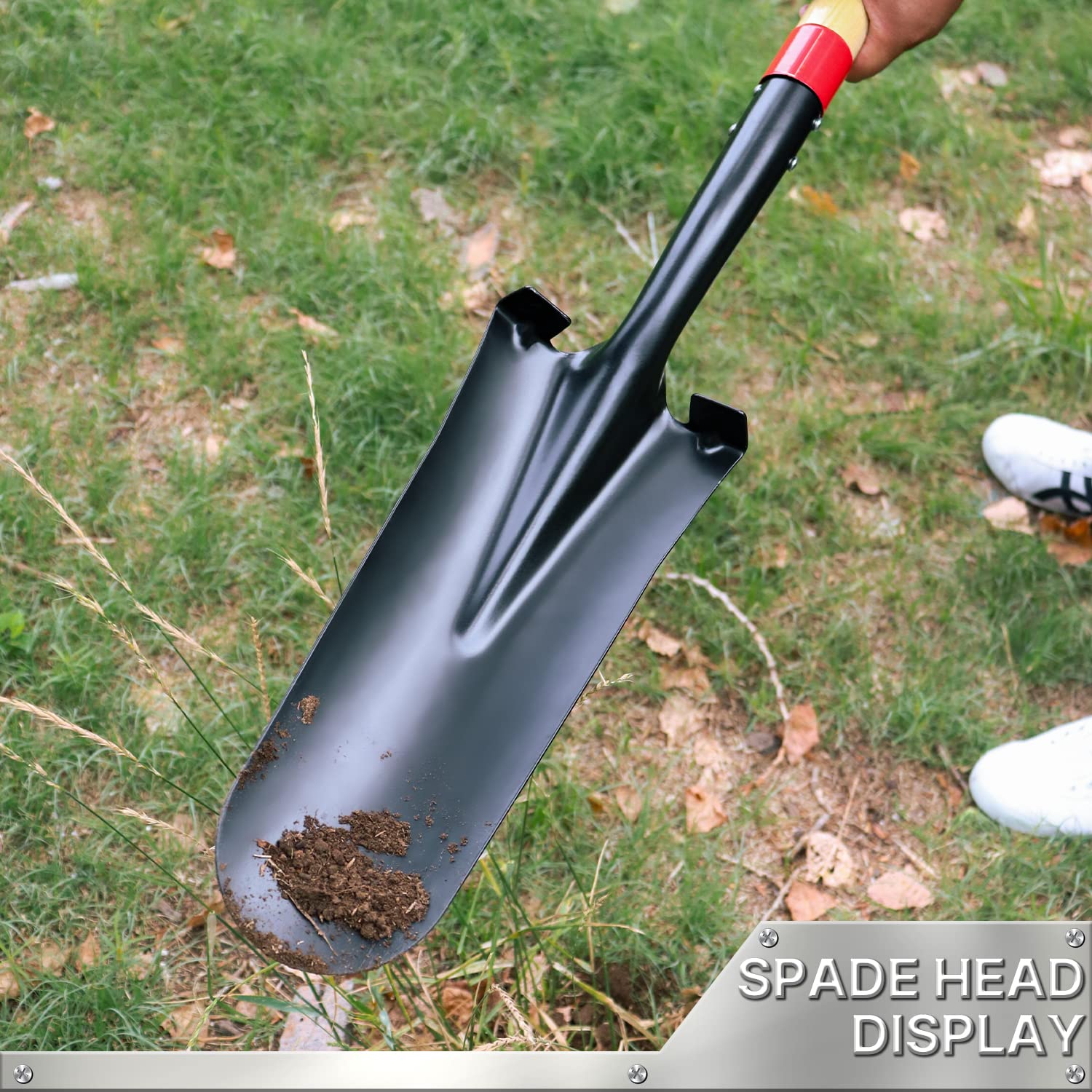 VNIMTI spade next to ruler showing 45-inch length for deeper reach