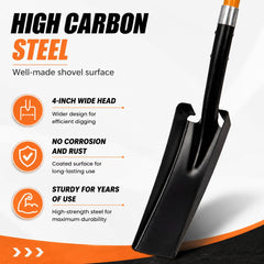 VNIMTI close-up of high-carbon steel blade and grooved edge highlighting durability and clean soil release