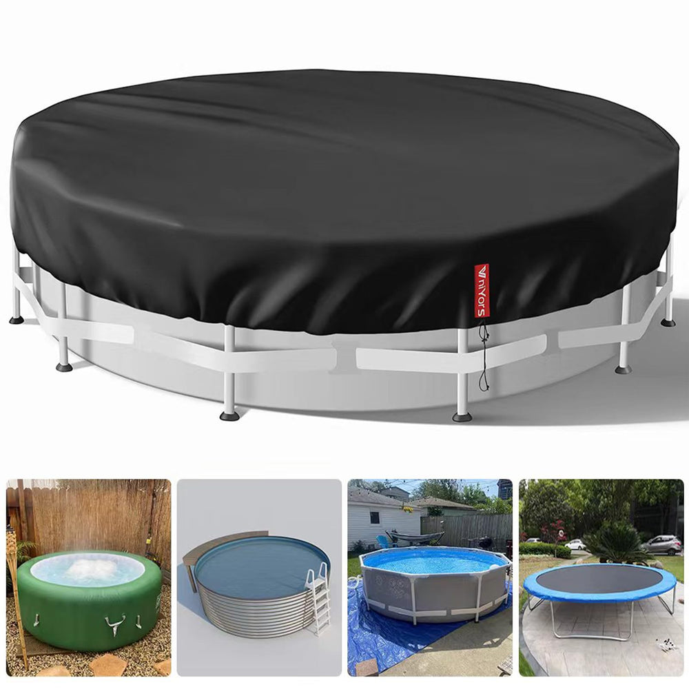 VniYors front view of 18 ft round cover showing full fit and packaging benefit