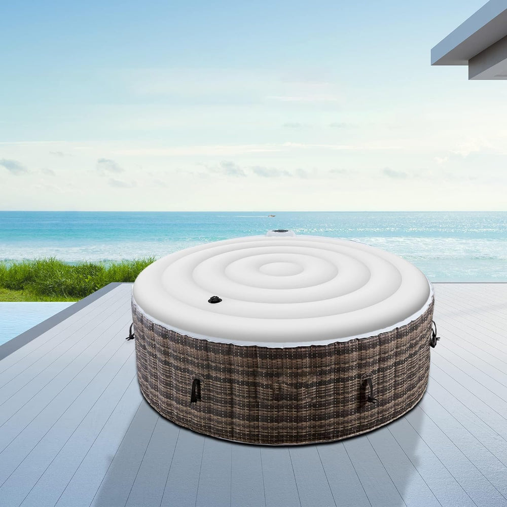 VniYors cover on spa in backyard showing stylish protection and shelter