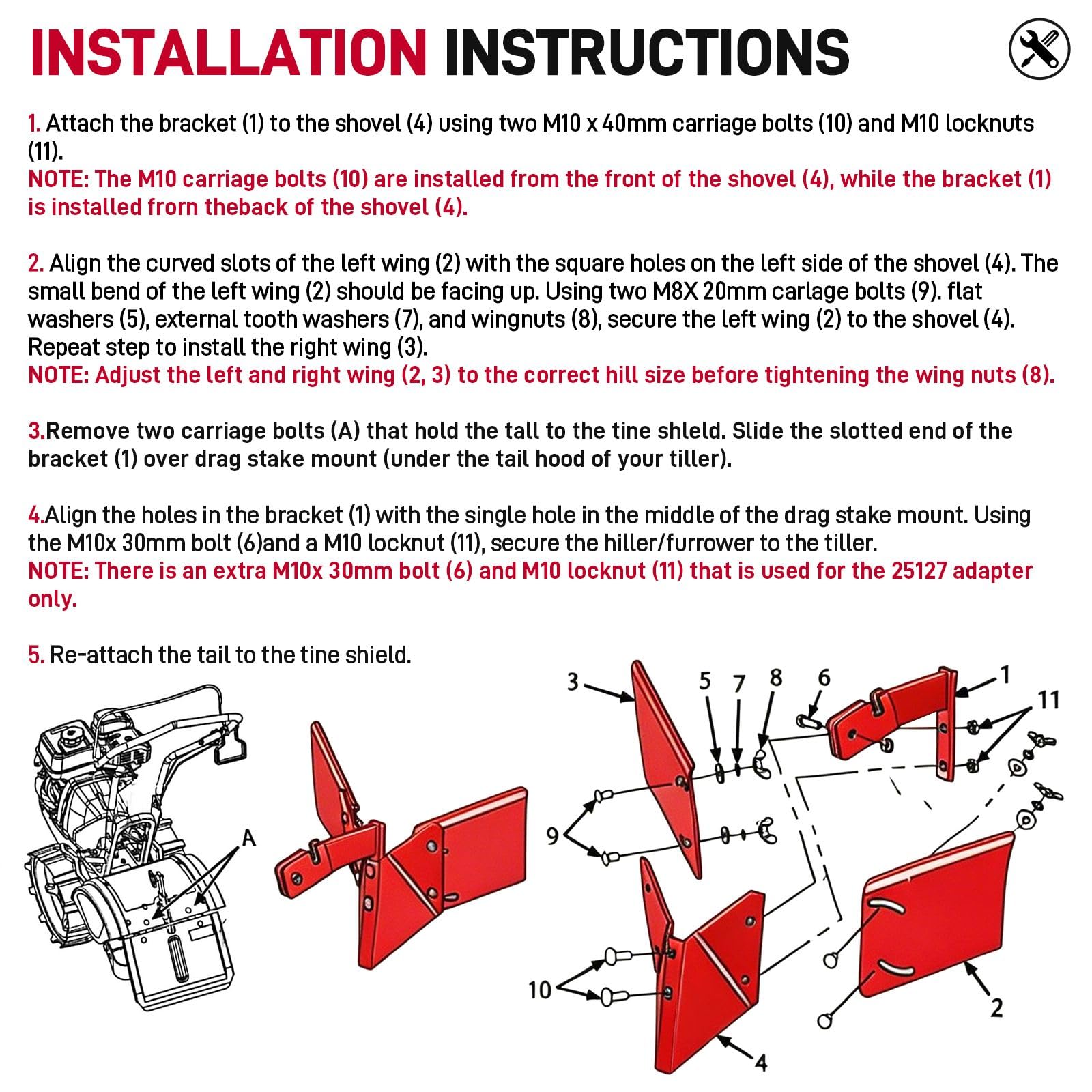 VODCACA kit mounted on a rear-tine tiller demonstrating quick conversion benefit