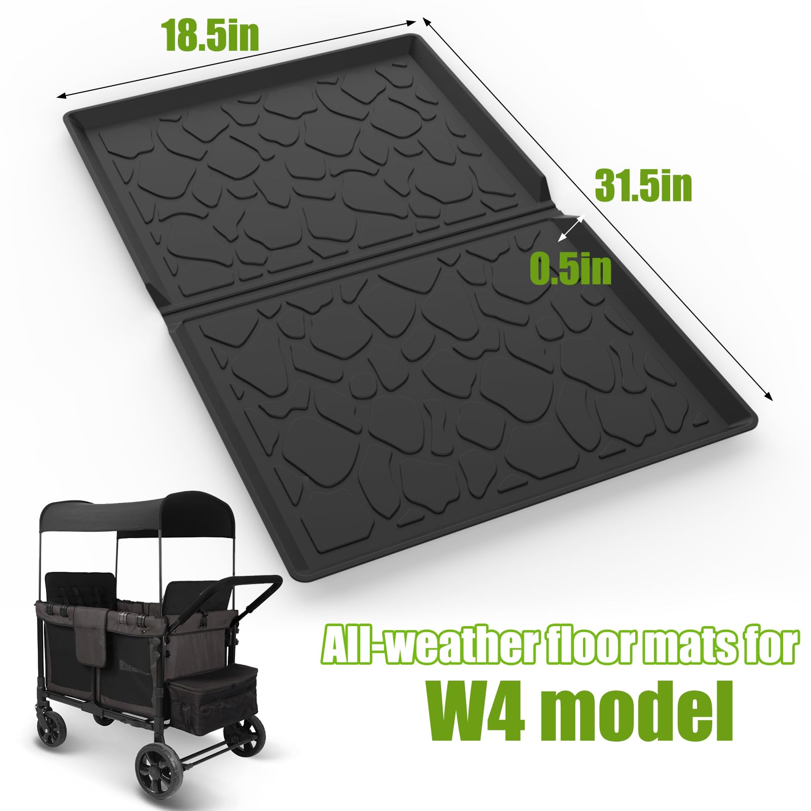 Vodolo mat size shown on stroller to demonstrate scale and fit
