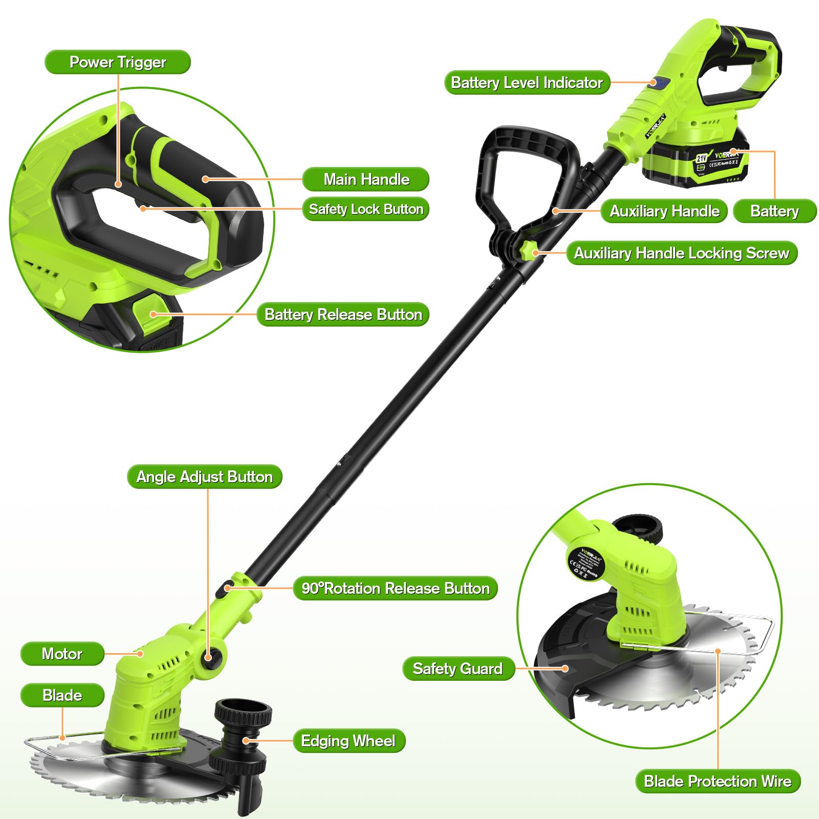 VOERJIA accessory collection layout two batteries and 23-piece kit for ready work