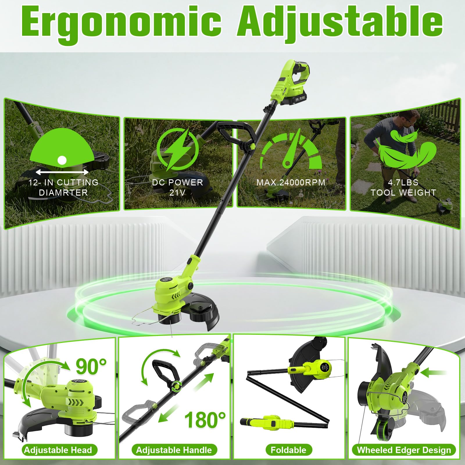 VOERJIA folded trimmer compact for storage saving garage space and reducing clutter