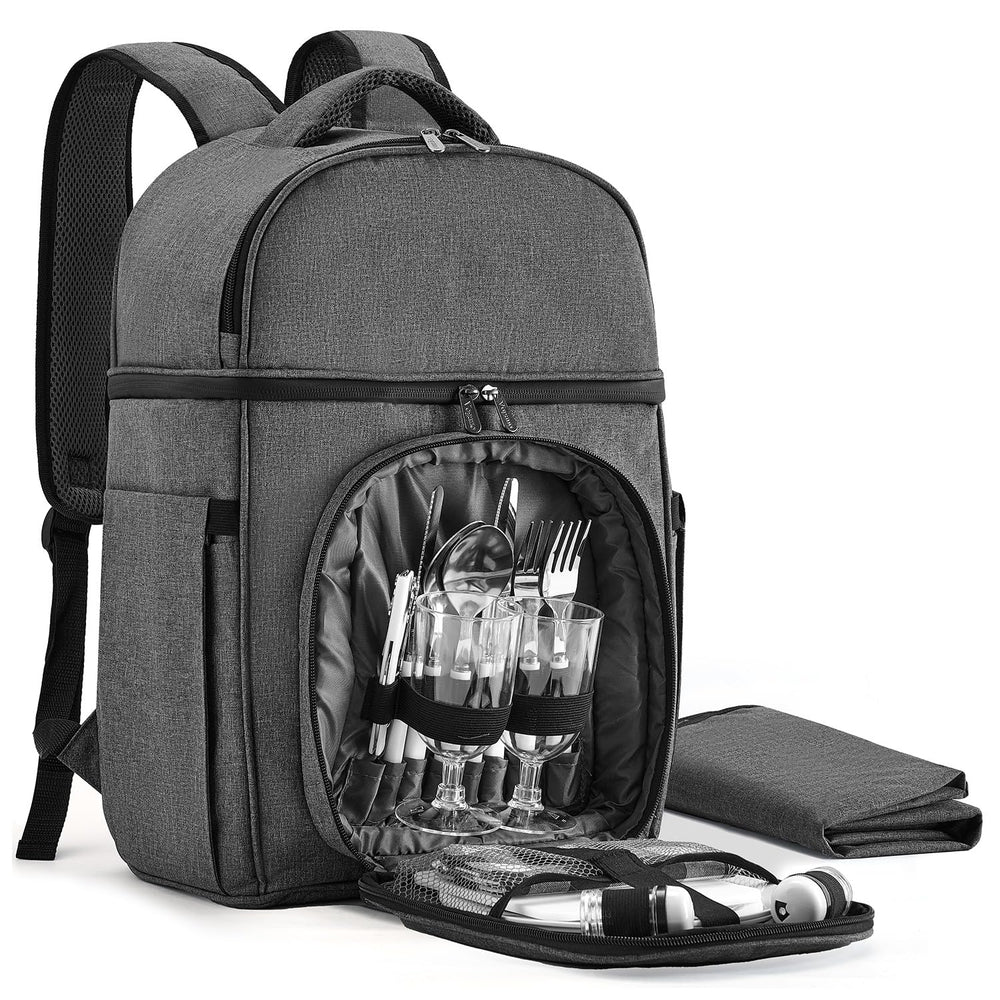 Vogano front packaging view showing compact picnic set and storage benefit