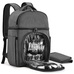 Vogano front packaging view showing compact picnic set and storage benefit