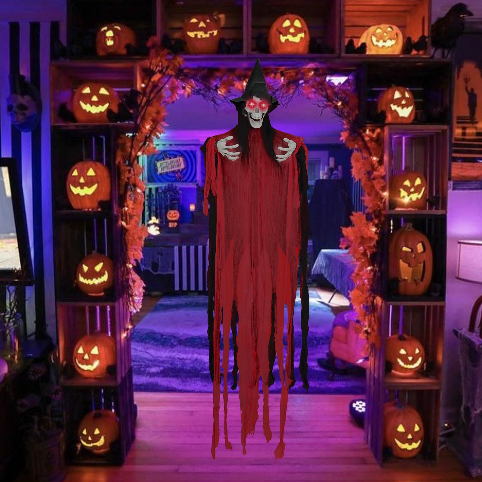 Voicinlili outdoor yard display creating spooky curb appeal