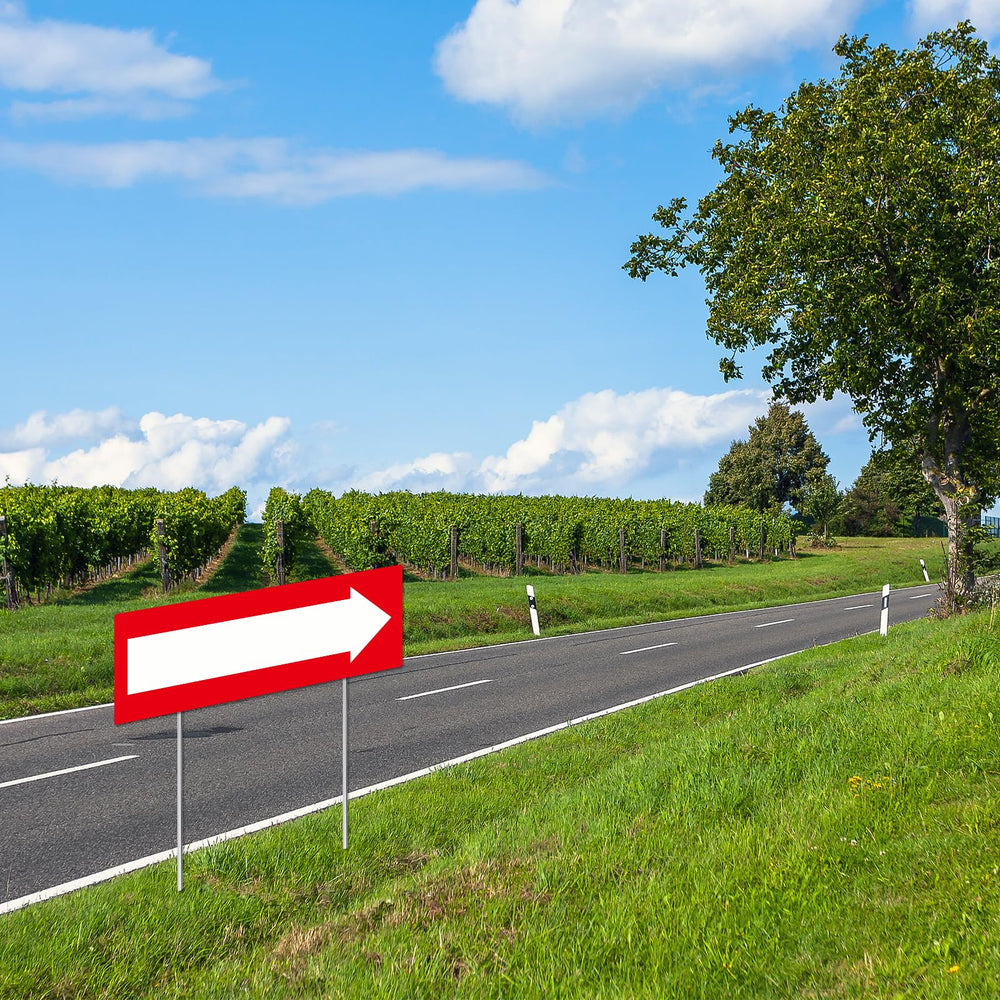 Voittozege sign beside a ruler illustrating 17 by 6 inch size