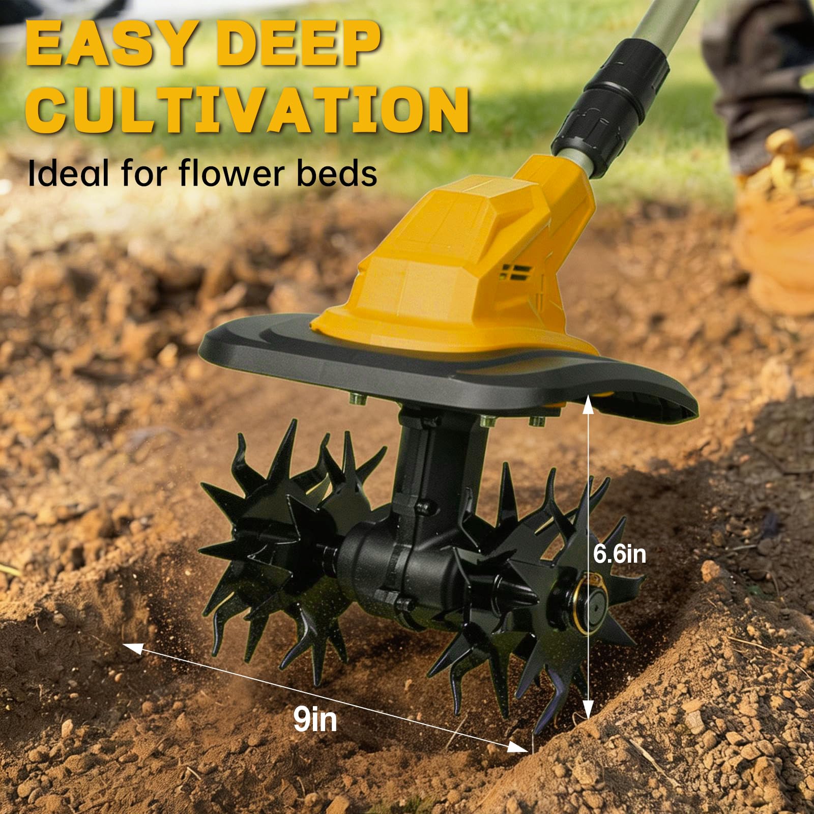 vokoroad tiller in garden demonstrating quick bed preparation benefit