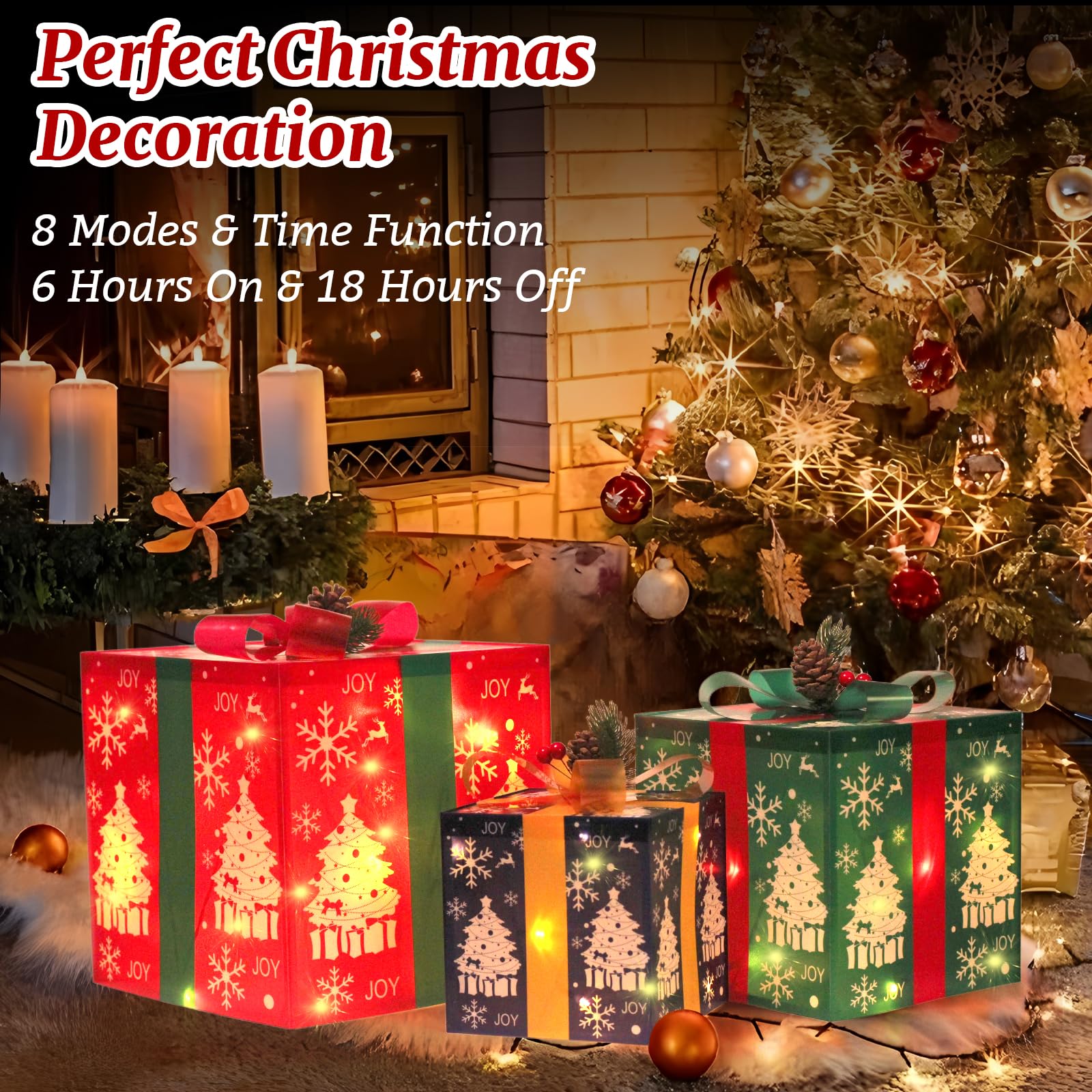 vokoroad set placed under tree creating layered illuminated present effect