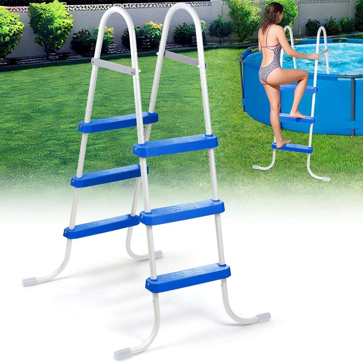 vokoroad ladder front view showing stable steel frame and safe entry