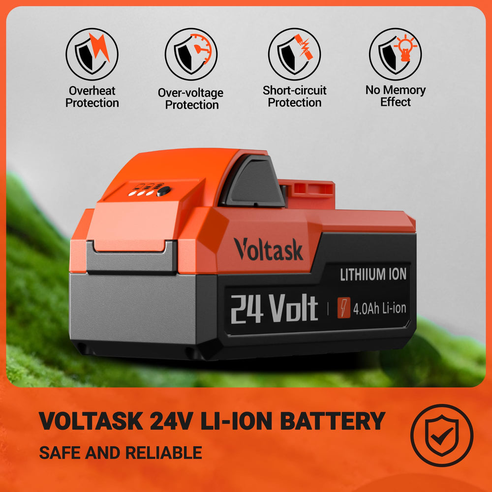 VOLTASK battery LED indicator closeup for quick charge-level checks