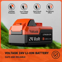 VOLTASK battery LED indicator closeup for quick charge-level checks