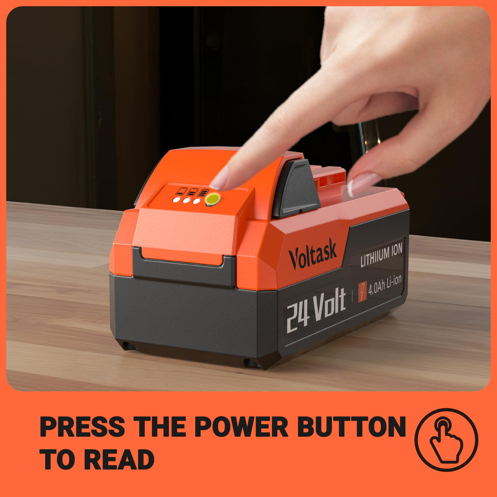 VOLTASK battery powering snow blower on driveway for reliable winter use