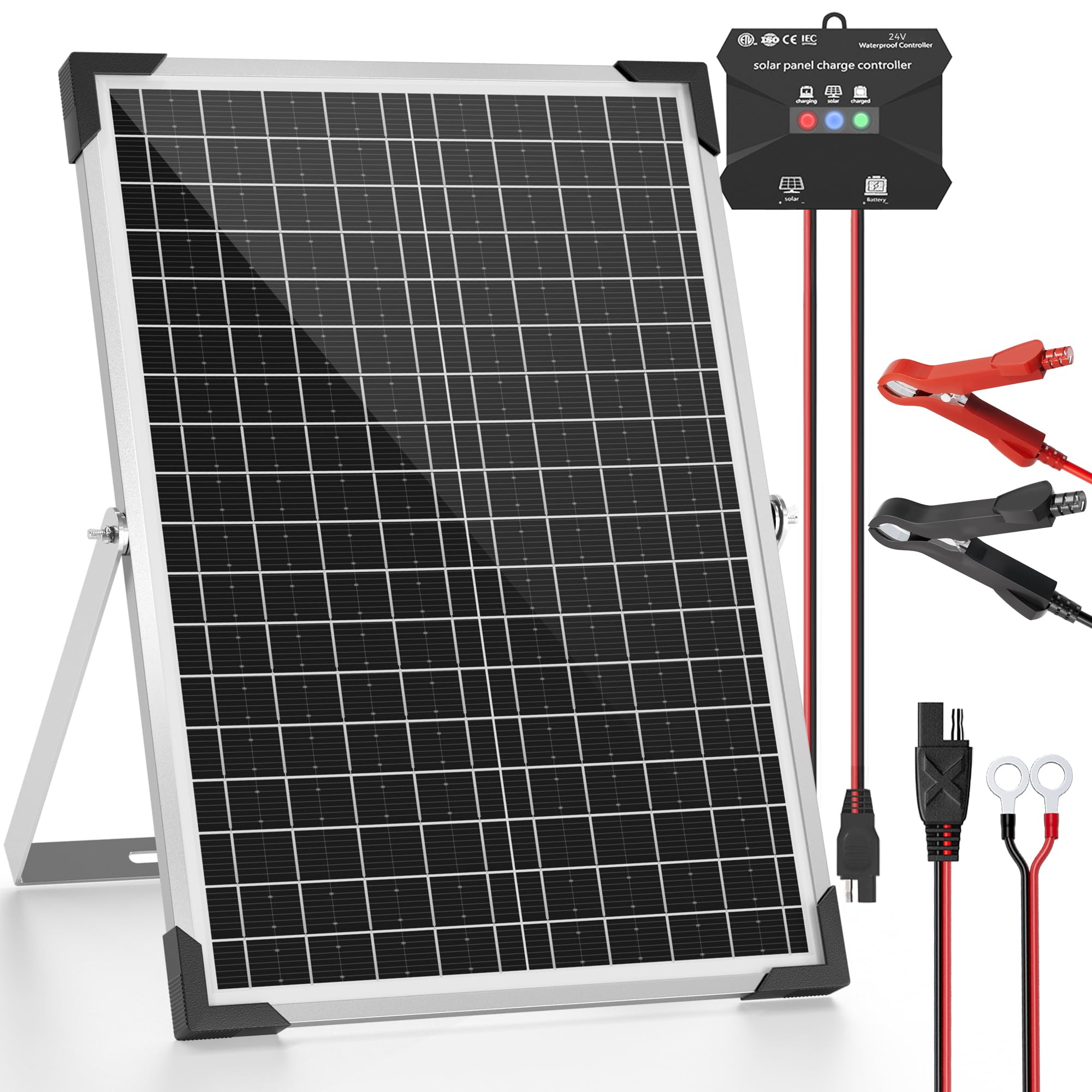 Voltset front panel showing durable frame and high-efficiency cells for reliable charging