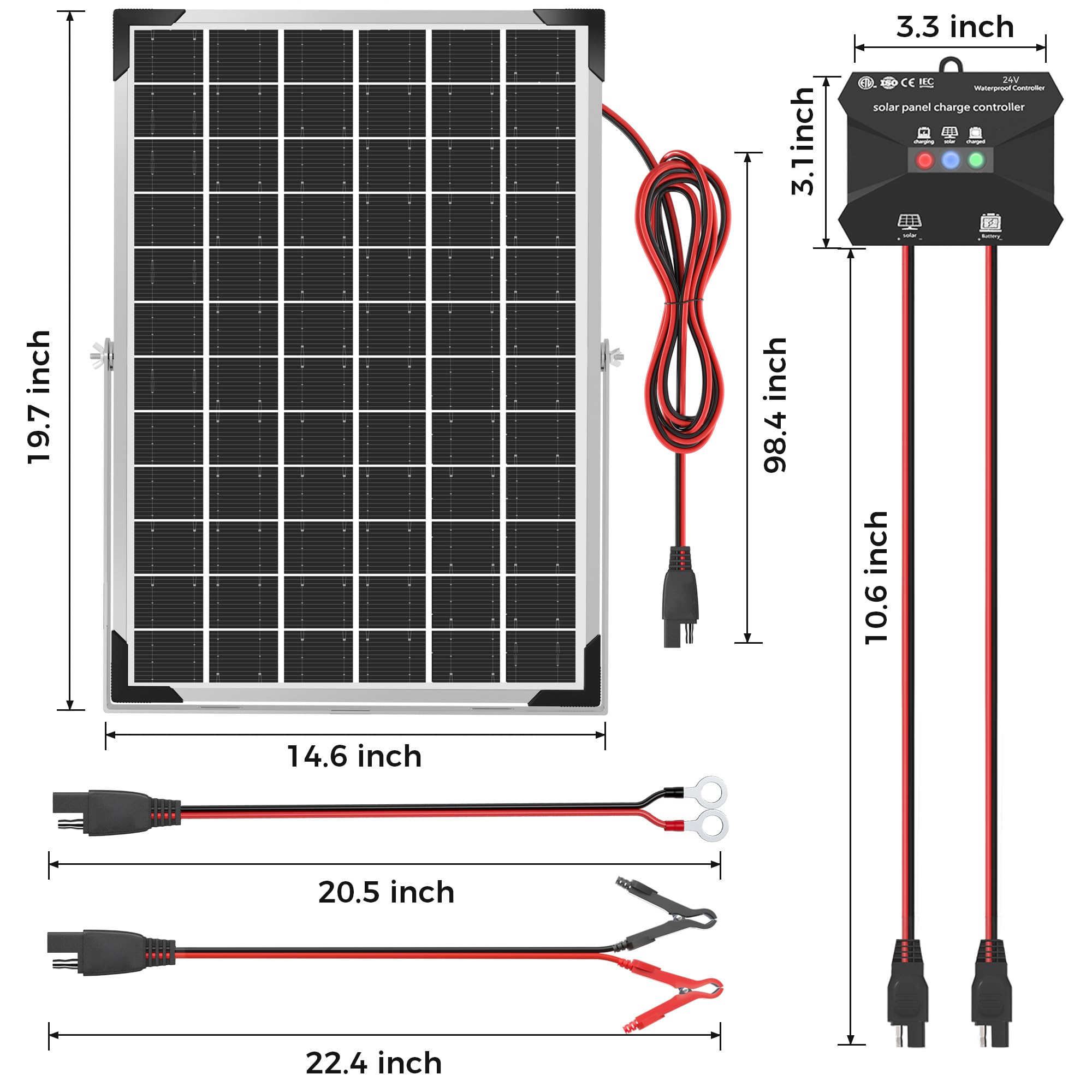 Voltset panel beside a ruler showing compact size for tight mounting locations