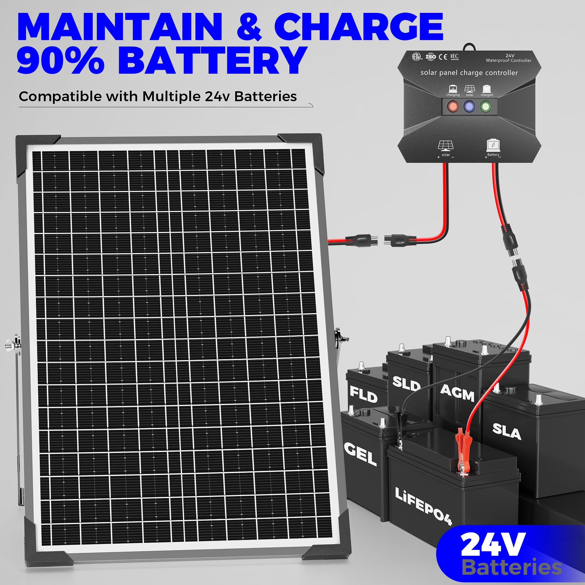 Voltset SAE cables with alligator clip and O-ring for fast secure battery connections