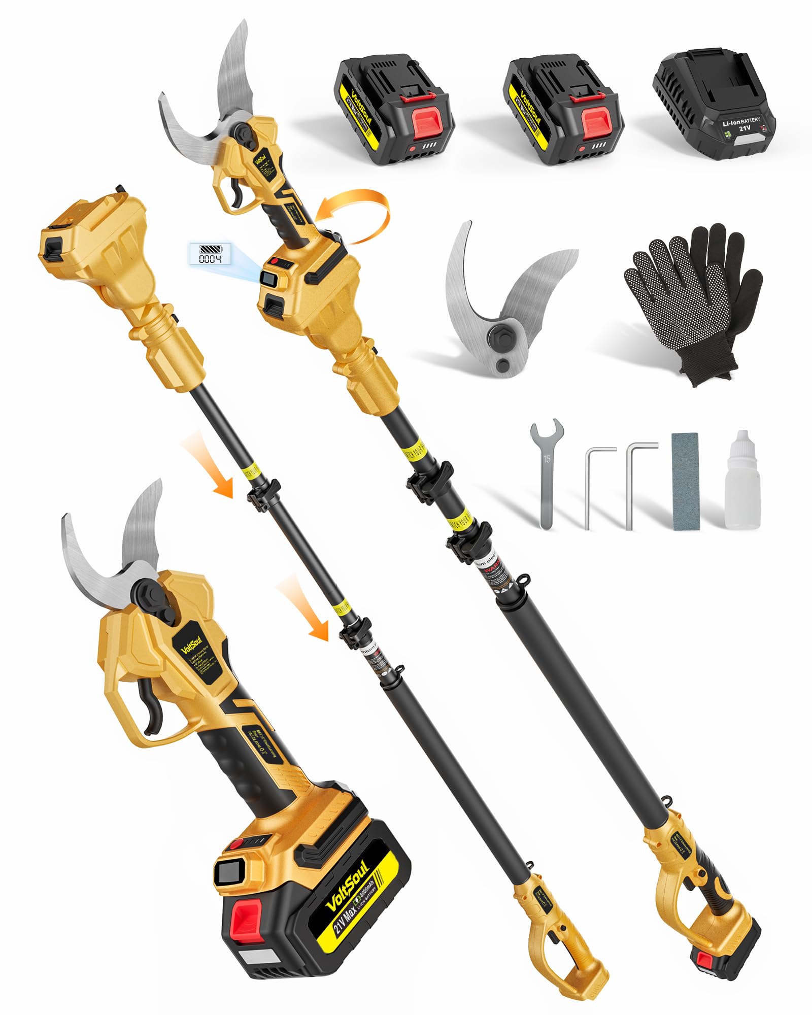 VoltSoul front view showing full pruner kit and clear benefit of ready-to-use
