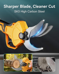 VoltSoul rotating head angled to access awkward branches for flexible cutting
