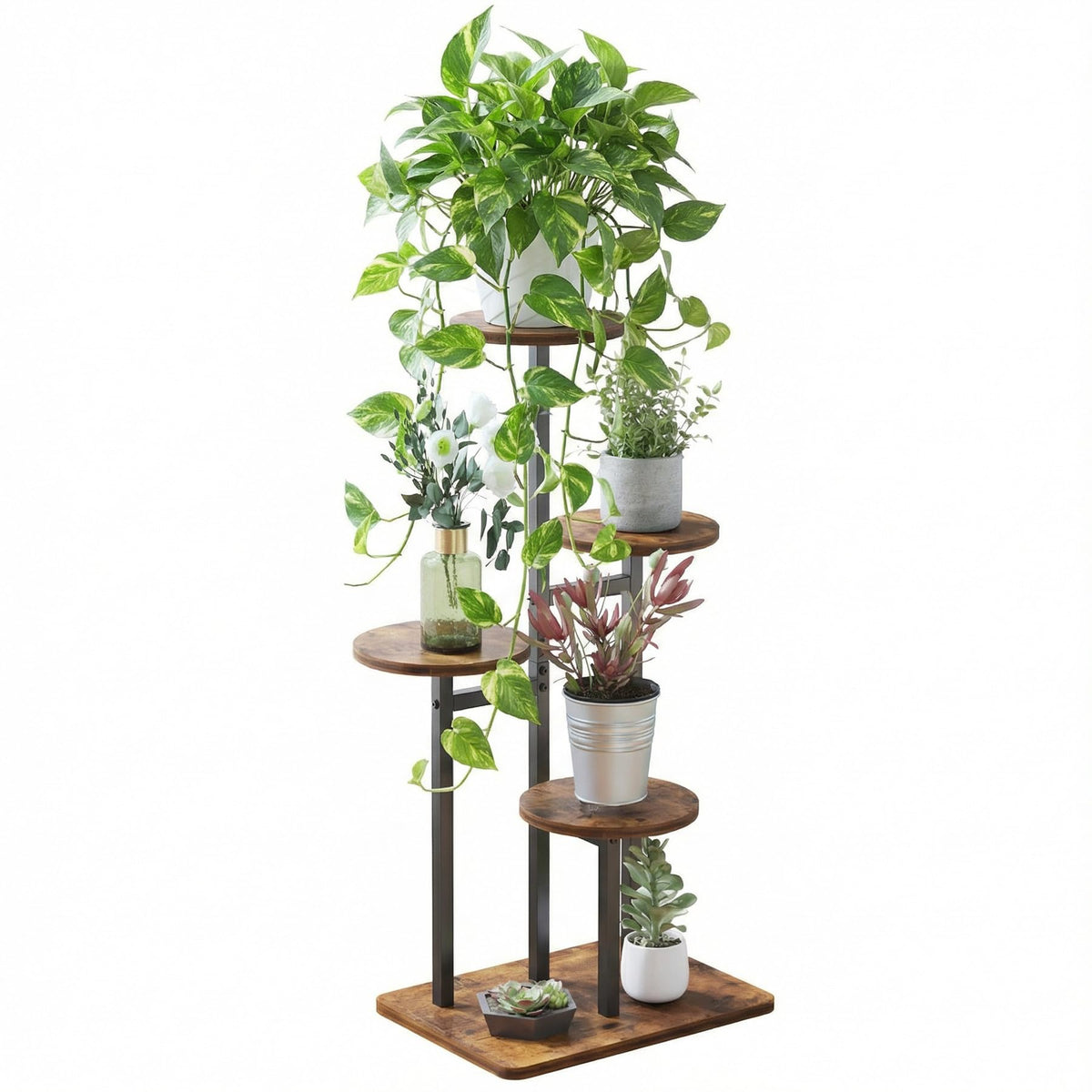 VonDream front view of 4-tier plant stand, neat vertical display benefit