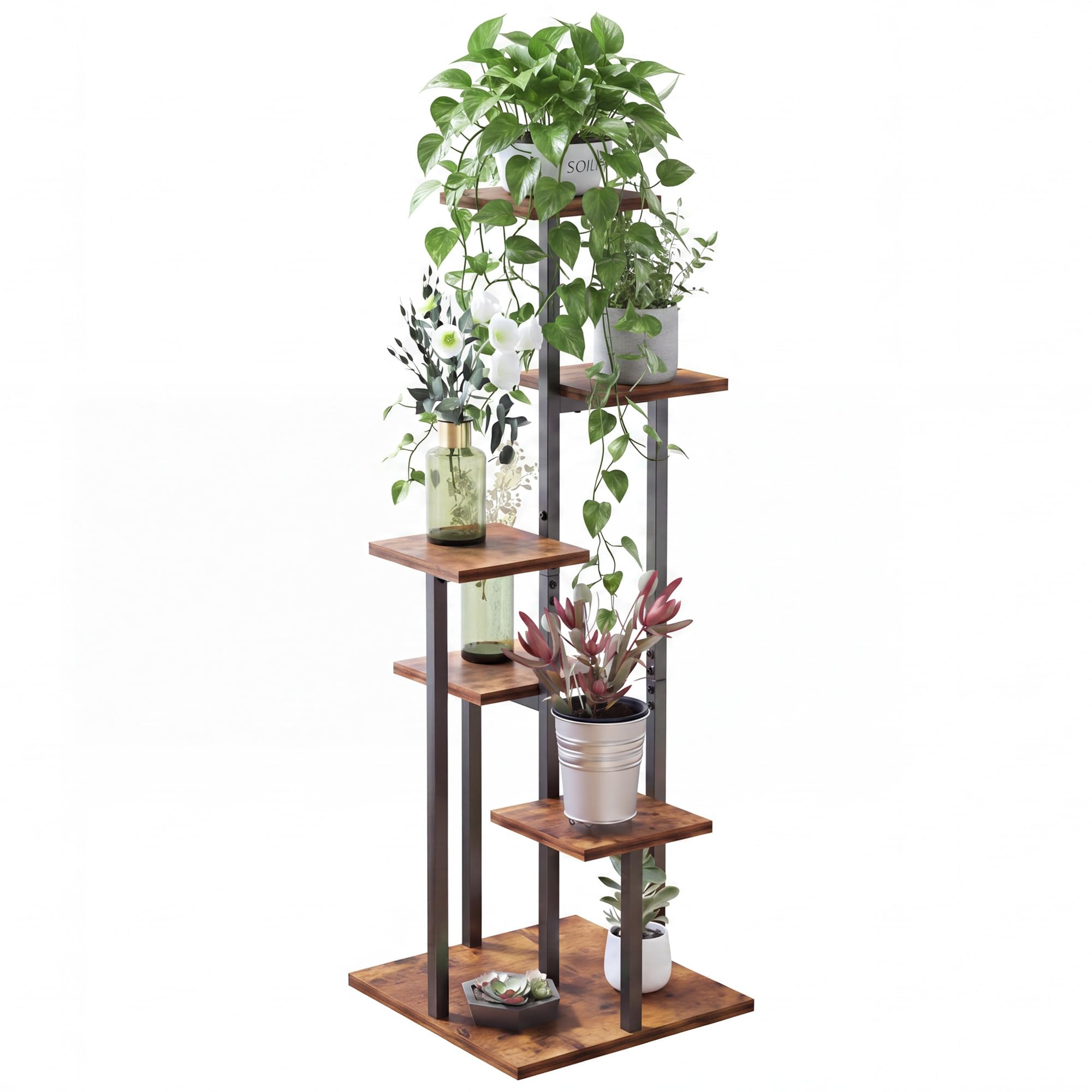 VonDream front view of five-tier plant stand showing neat organization benefit