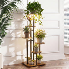 VonDream front view of 5-tier plant stand showing organized plants and space savings
