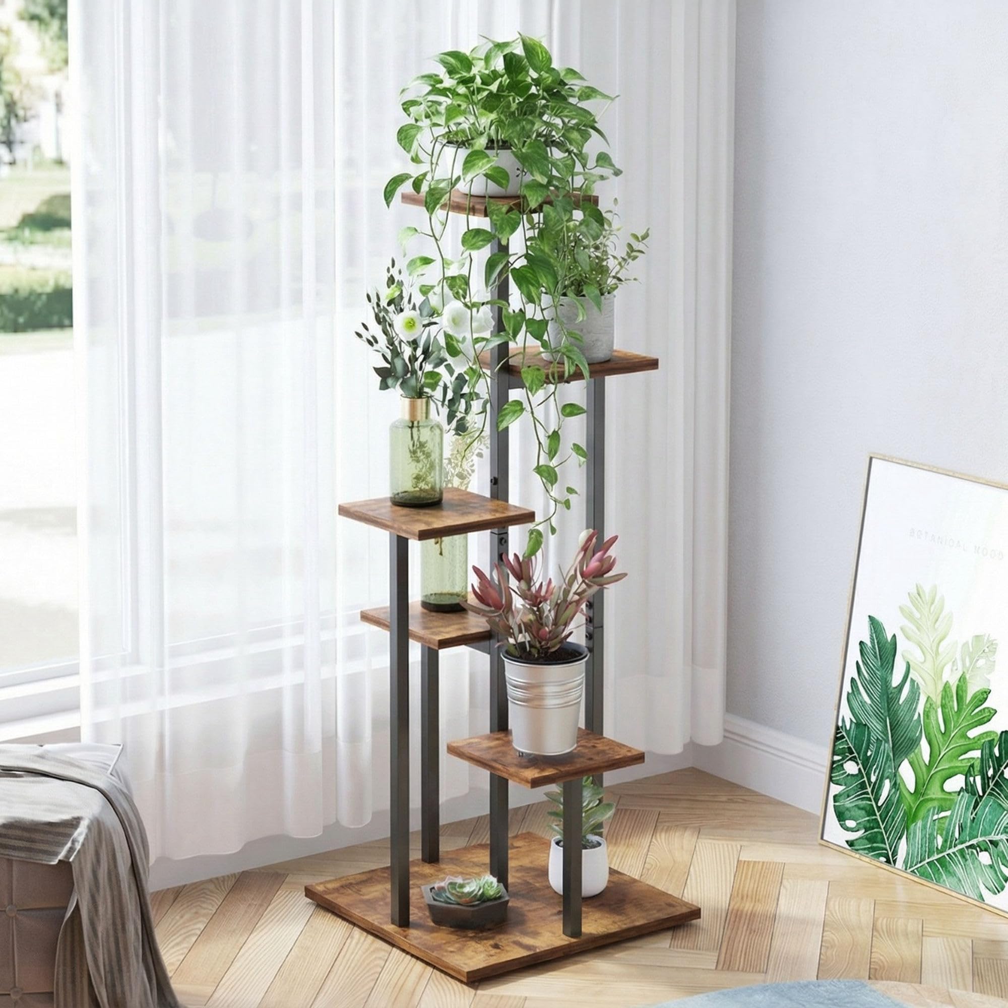 VonDream angled view of staggered layout emphasizing visual depth for plants