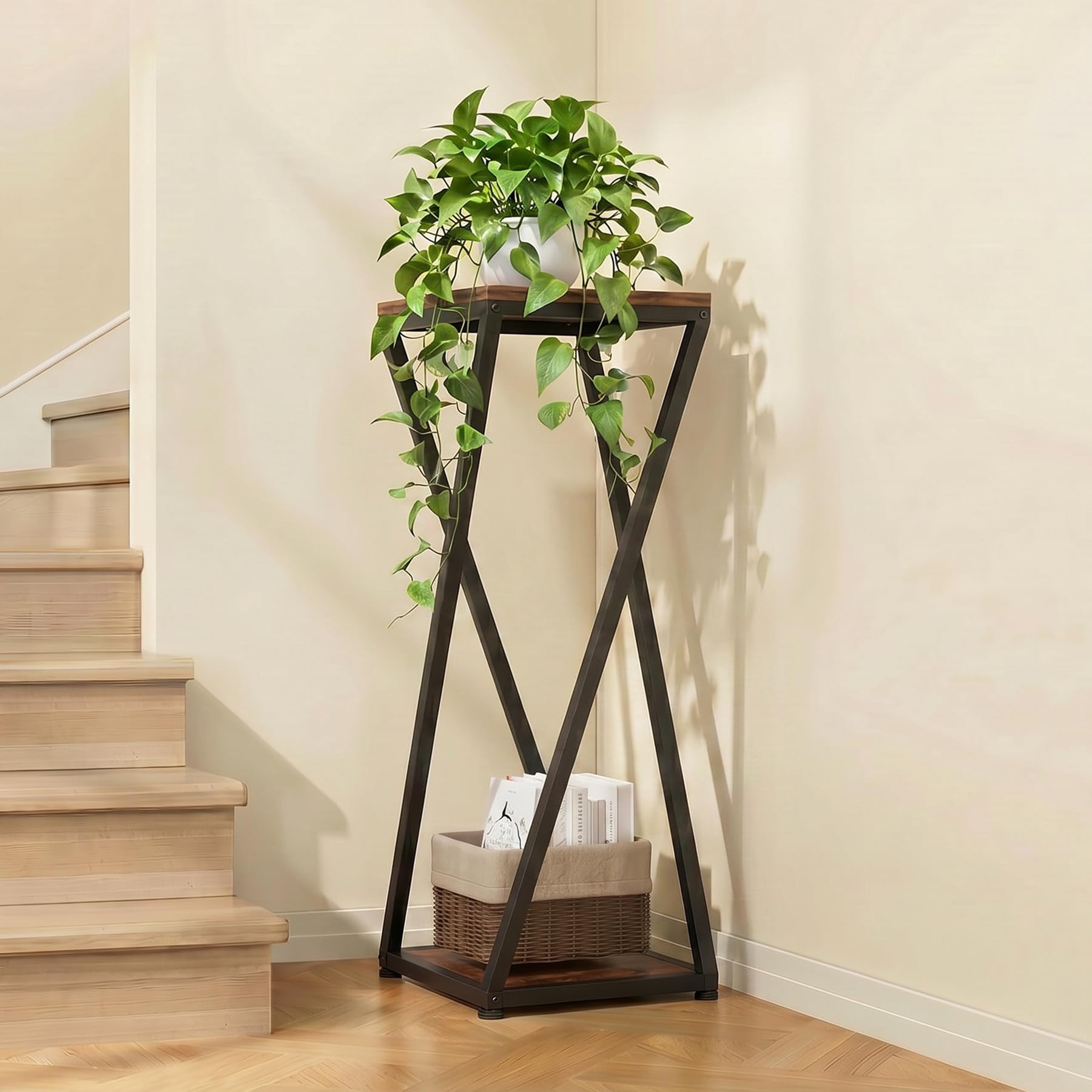 VonDream plant stand in living room setup adding greenery and saving floor space