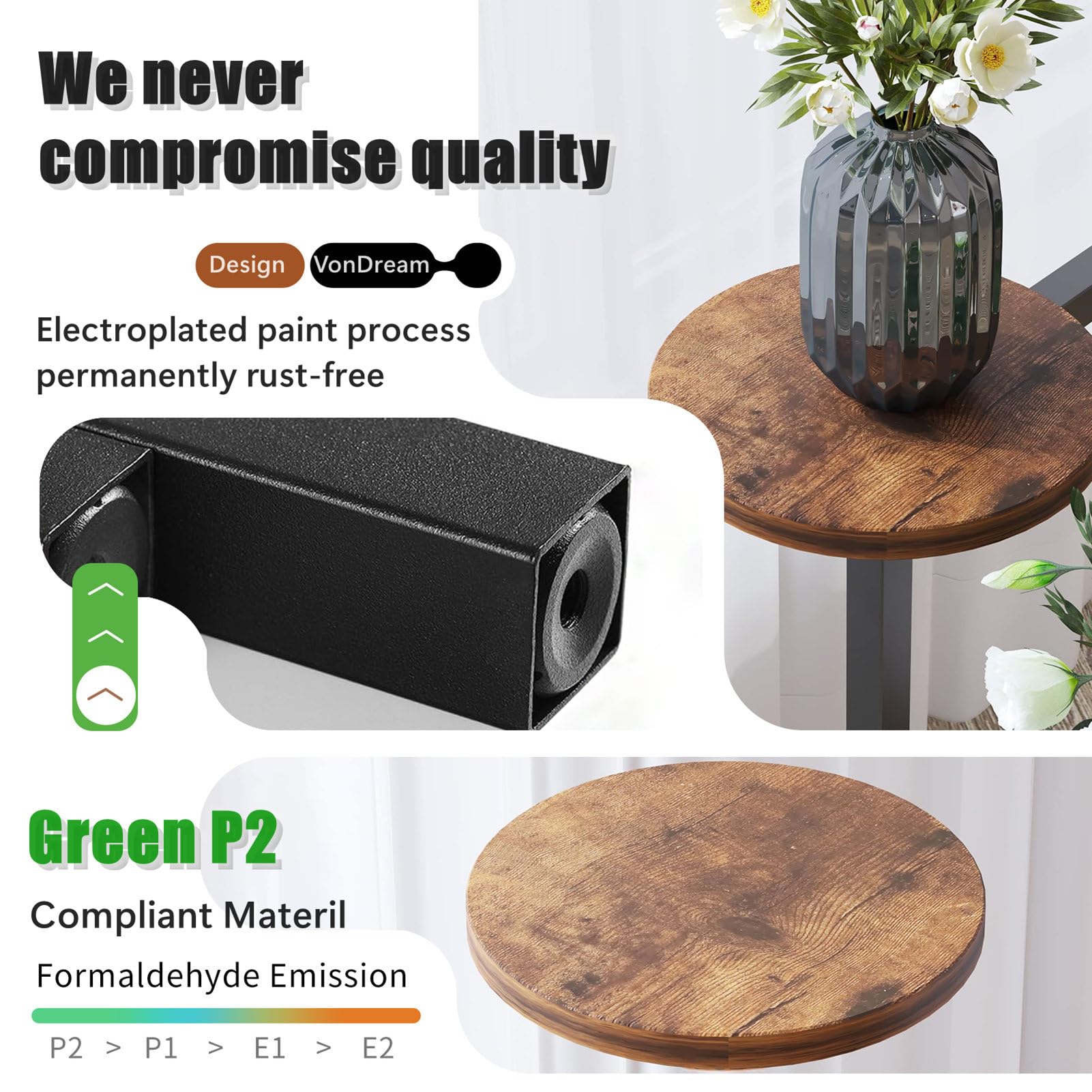 VonDream mid-shelf close-up with pots, shows capacity benefit