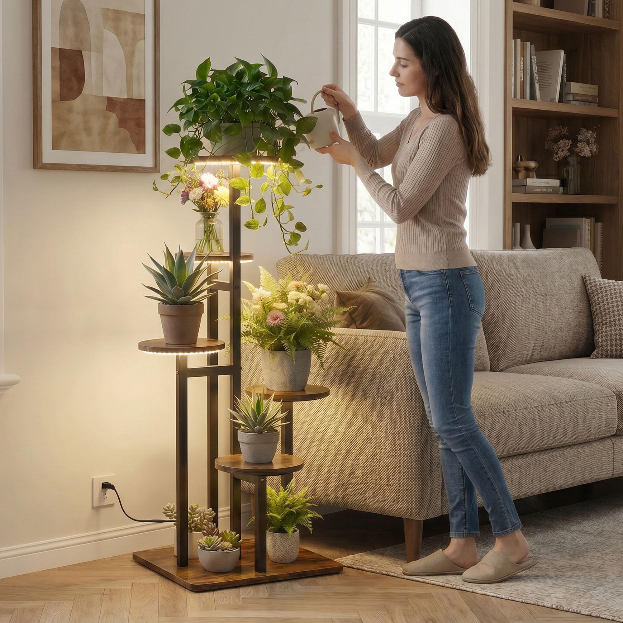 VonDream plant stand in living room showing decorative display and stylish integration