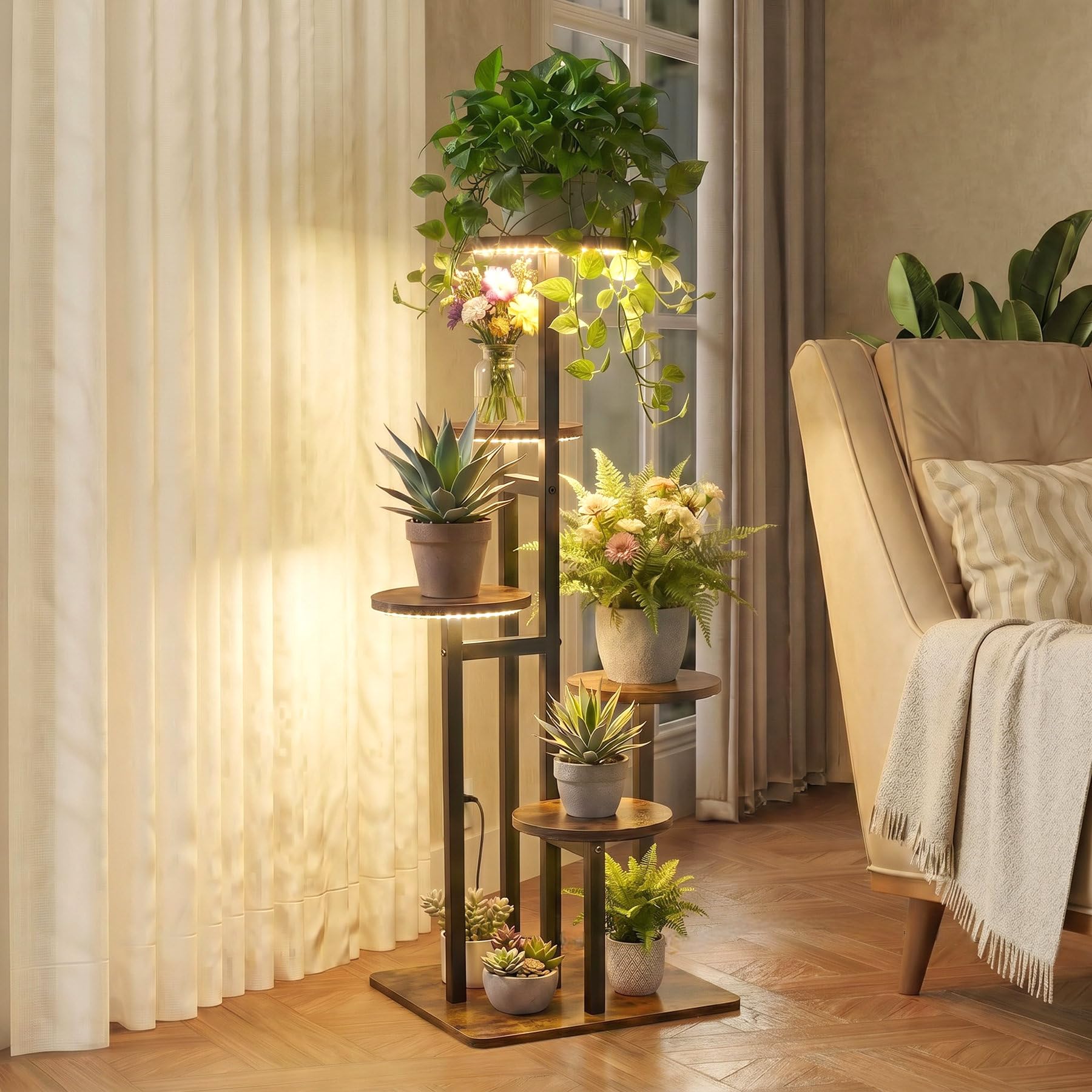 VonDream scale comparison with a common pot to illustrate shelf dimensions clearly