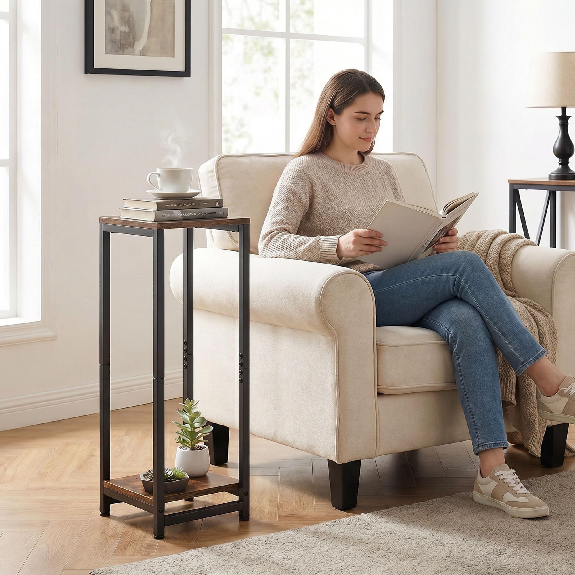 VonDream used as a bedside table offering surface for lamp and book