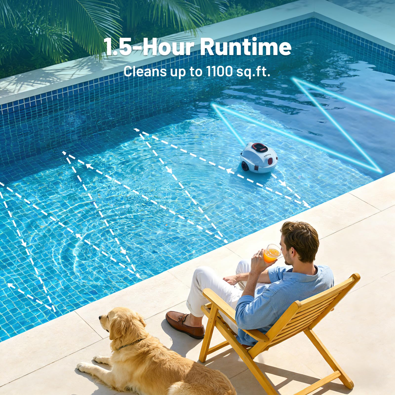 VONKO P10 in-pool action removing leaves and sand effectively