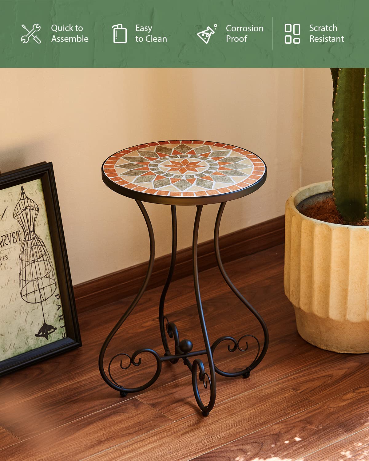VONLUCE curved steel leg detail featuring heart-shaped ends for decorative stability