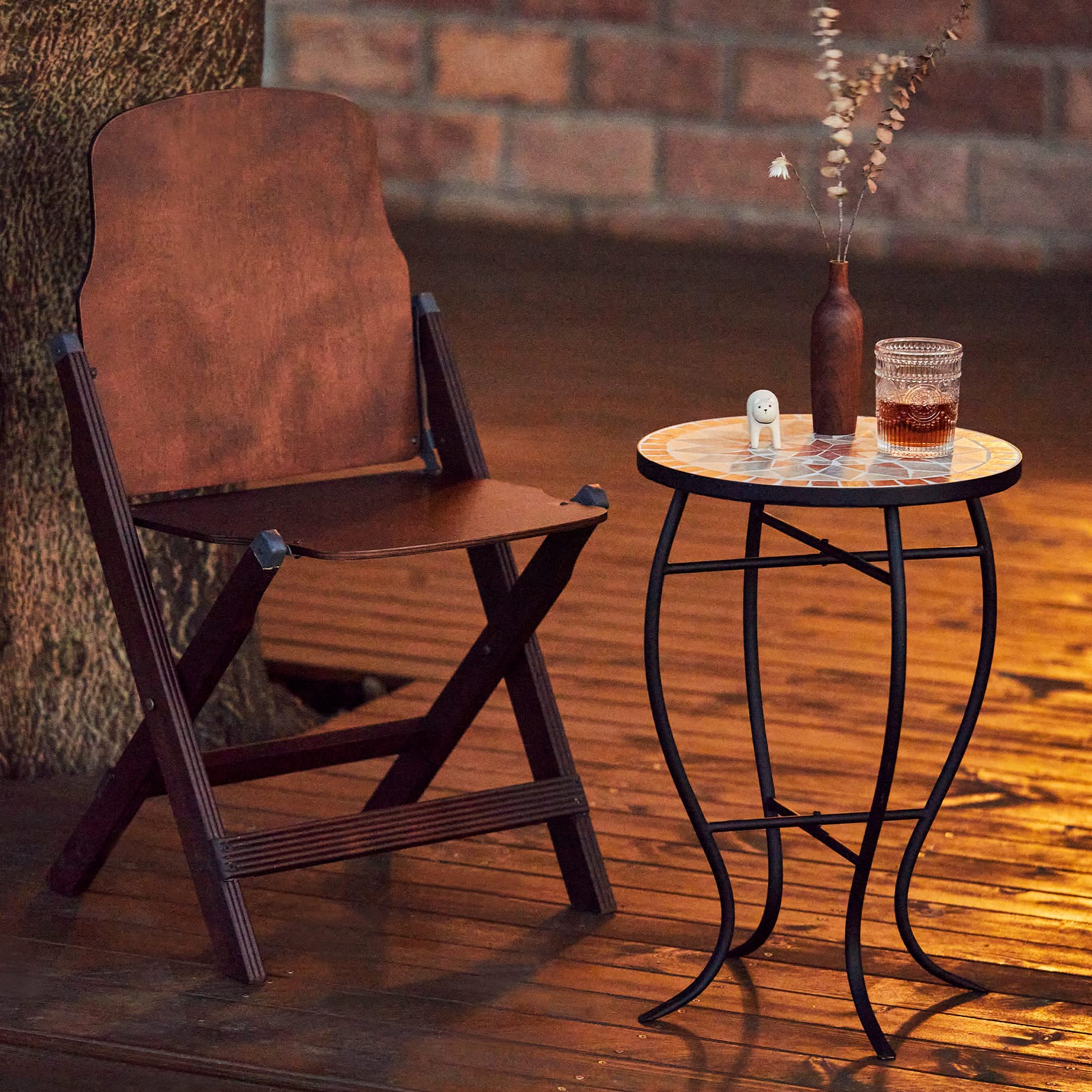 VONLUCE size comparison next to a chair illustrating compact footprint and scale