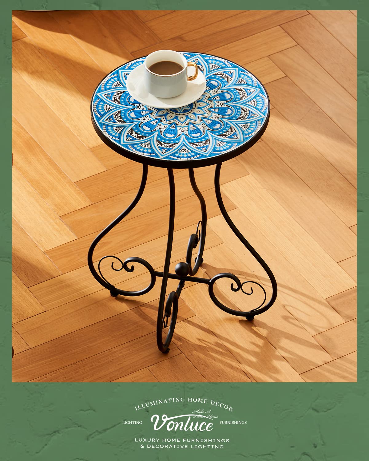 VONLUCE table holding potted plants on patio, provides reliable plant stand surface