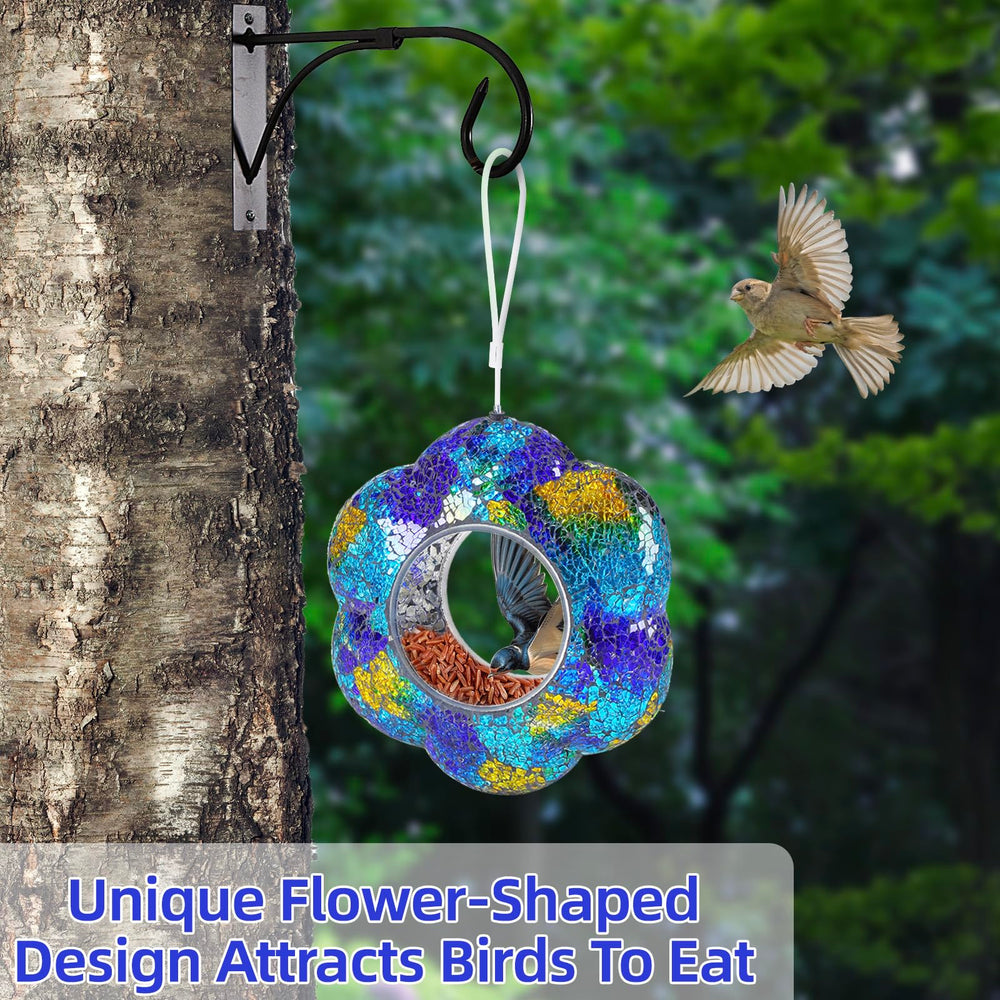 VOREEN feeder with bird perching demonstrating easy fly-through access