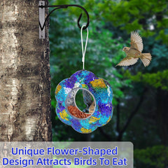 VOREEN feeder with bird perching demonstrating easy fly-through access