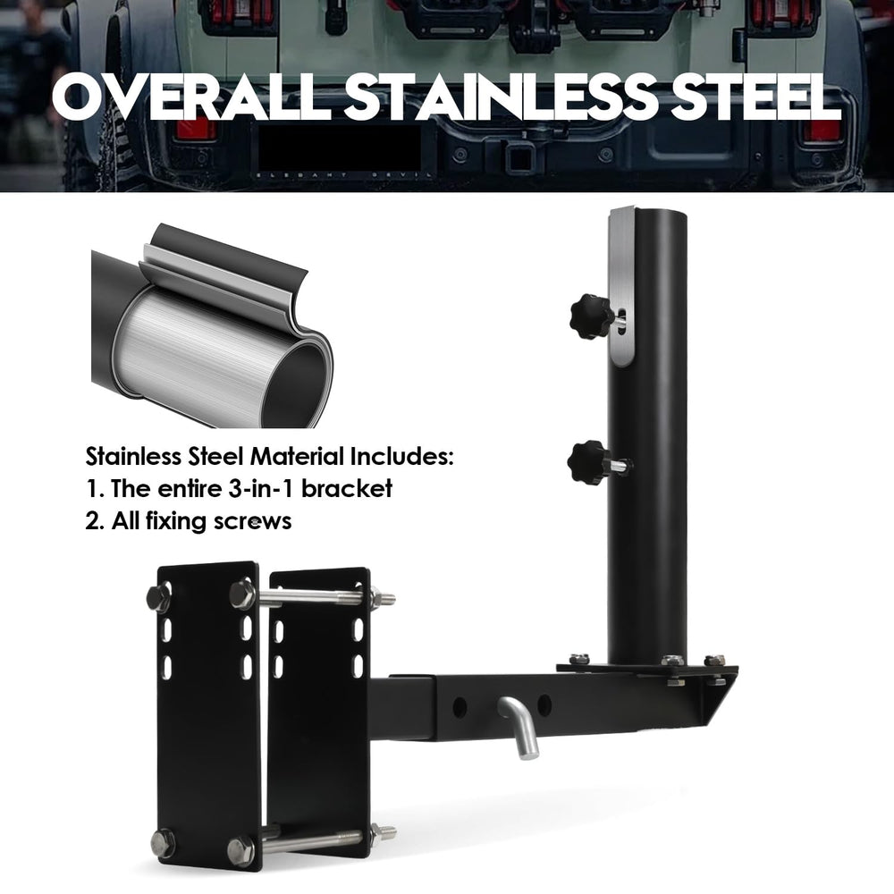 Vornalex mount next to ruler showing adjustment ranges for bumper and extension arm
